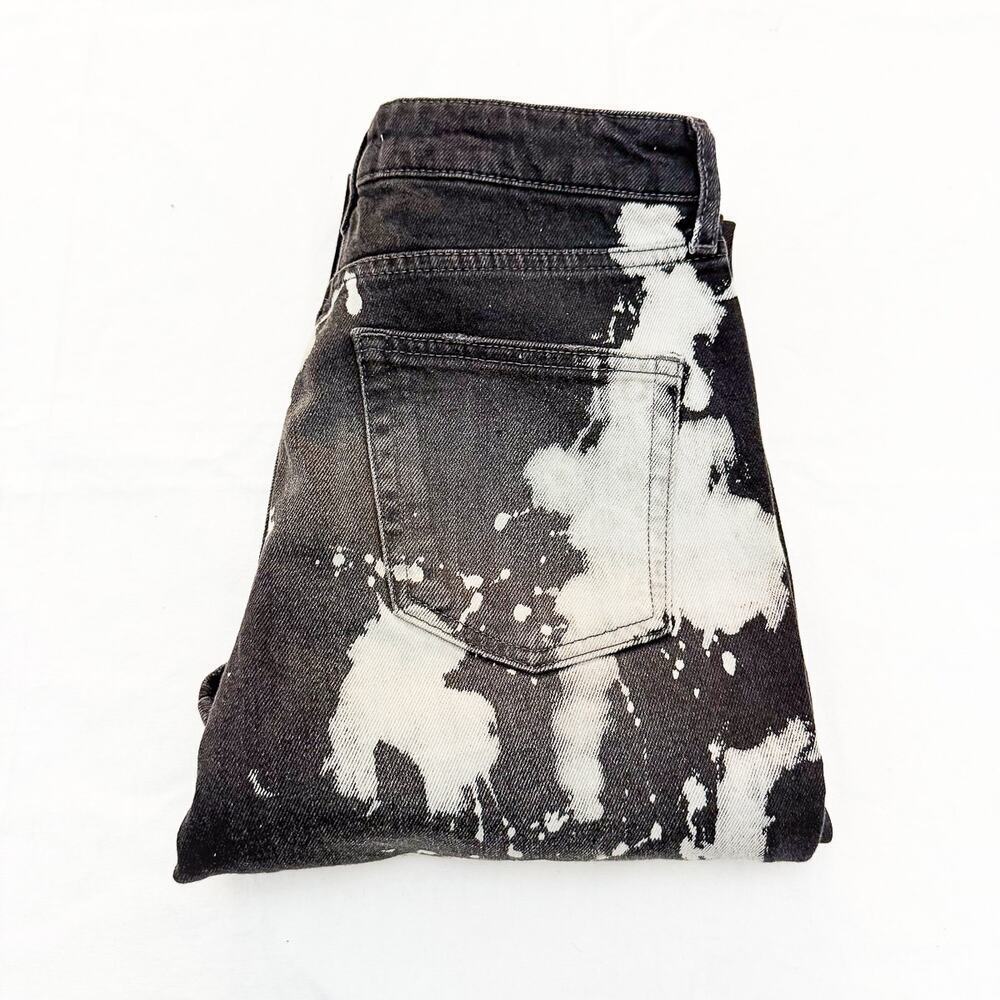 Zara Men's Black Bleached Mid Rise Slim Denim Jeans Zip Fly Straight Leg Size 6